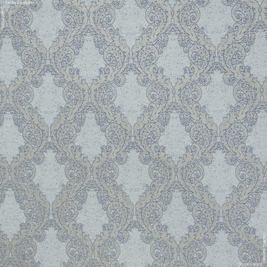 Ткани портьерные ткани - Декоративная ткань Каунас вензель серо-голубой