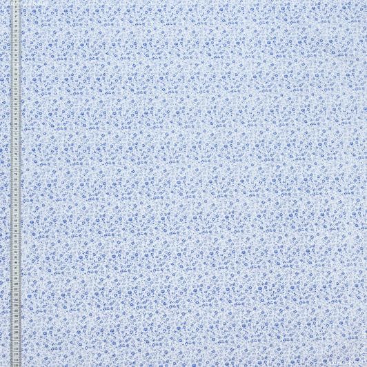 Ткани для декоративных подушек - Экокоттон арина фон белый, цветочки т.голубой