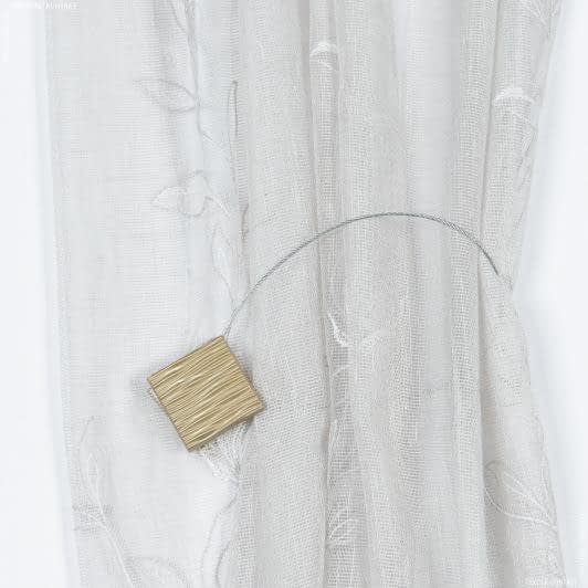 Ткани для дома - Магнитный подхват Квадрат матовое золото 48х48 мм, с тросиком 38 см (1шт)