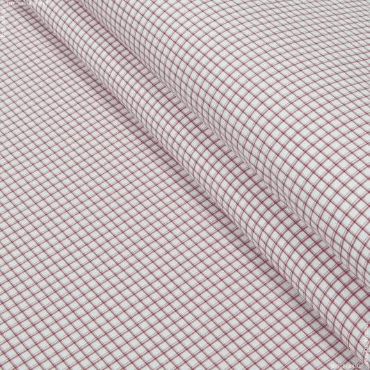 Тканини для одягу - Сорочкова стрейч у клітинку біло-помаранчева
