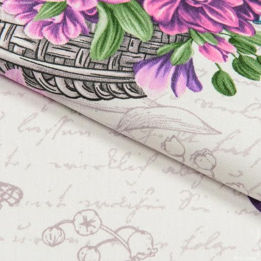 Ткани для скатертей - Дорожка столовая корзина с цветами