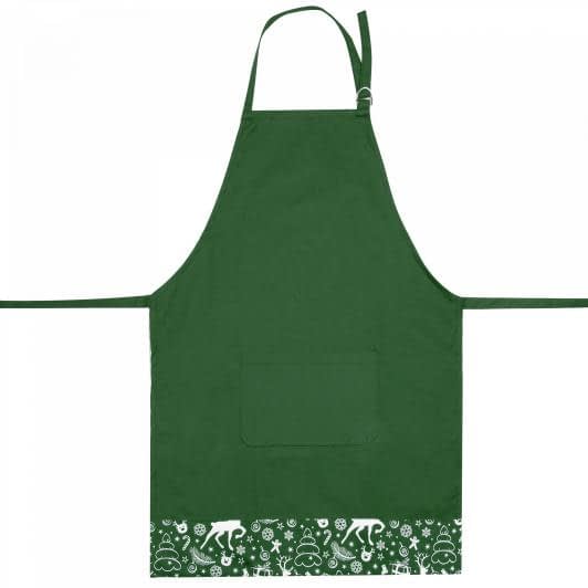Тканини текстиль для кухні - Фартух з регулюється лямкою Новий рік зелений