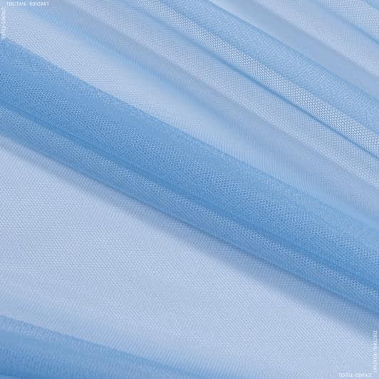 Тканини гардинні тканини - Тюль сітка Грек блакитна з обважнювачем
