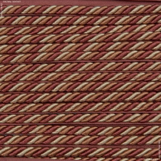 Тканини шнур декоративний - Шнур окантовочний Глянцевий колір теракотовий, оранжевий св.золото d=9 мм