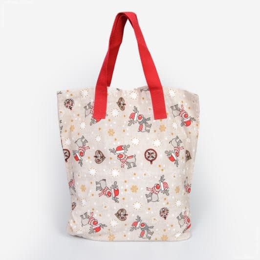 Ткани сумка шоппер - Сумка шоппер Новогодний лосенок  50х50 см