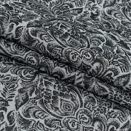 Тканини портьєрні тканини - Жакард Бельвер сіро-чорний