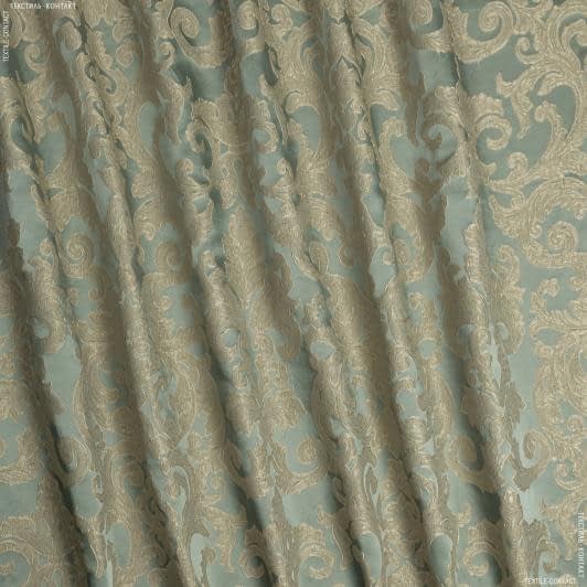 Ткани для римских штор - Портьерная ткань Ревю фон лазурно-серый