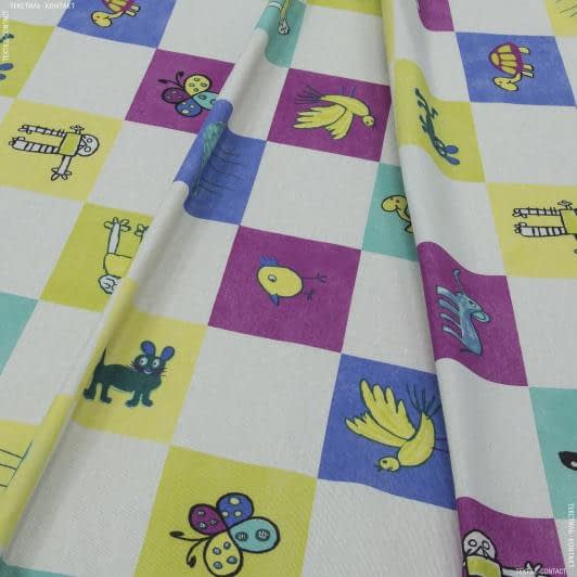 Тканини для штор - Декоративна тканина лонета Крайон дитячі картинки рожевий