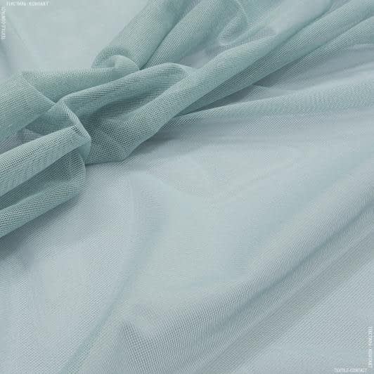 Тканини гардинні тканини - Тюль сітка Крафт колір блакитна крейда з обважнювачем