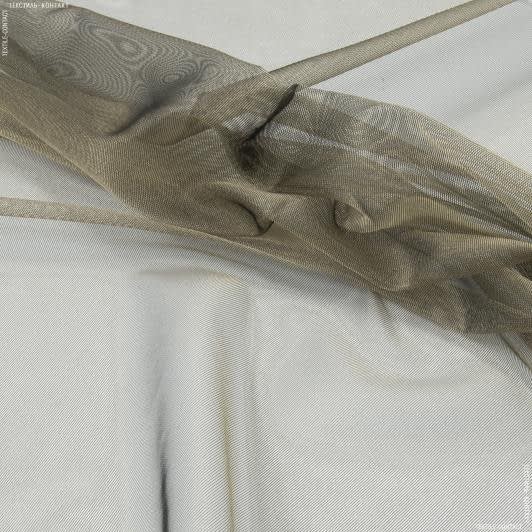 Тканини гардинні тканини - Тюль мікросітка Блиск колір оливково-золотий з обважнювачем