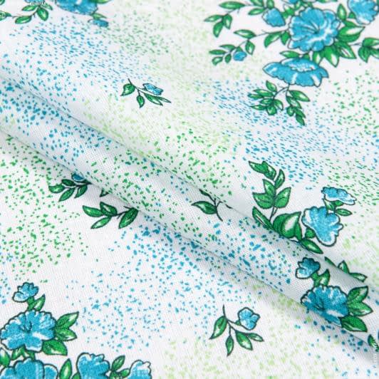 Тканини для сорочок і піжам - Ситець 67-ТКЧ яблуневий цвіт блакитний