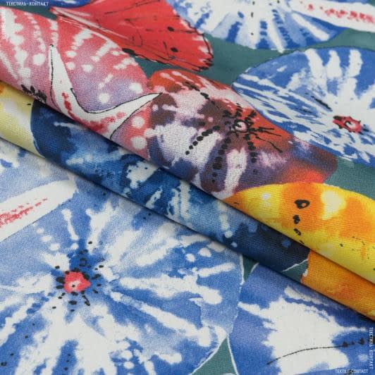 Ткани для экстерьера - Дралон принт Гета /GETA ракушки цветные фон серо-голубой