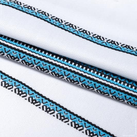 Ткани этно ткани - Ткань скатертная тдк-103 №1 вид 2 фламенко голубой