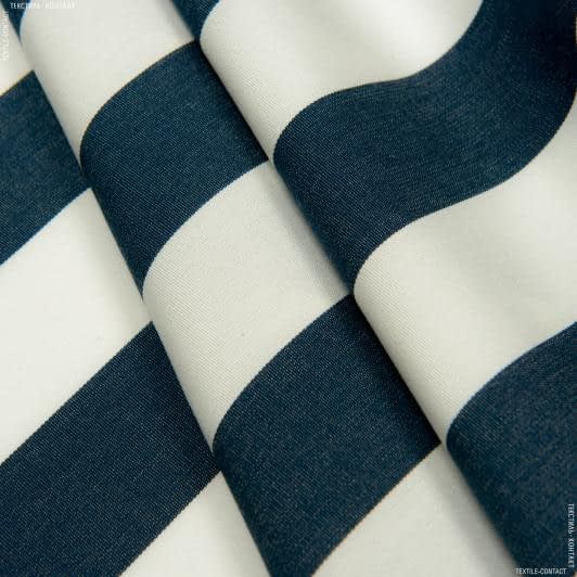 Тканини для римських штор - Дралон смуга /LISTADO колір молочна, синій