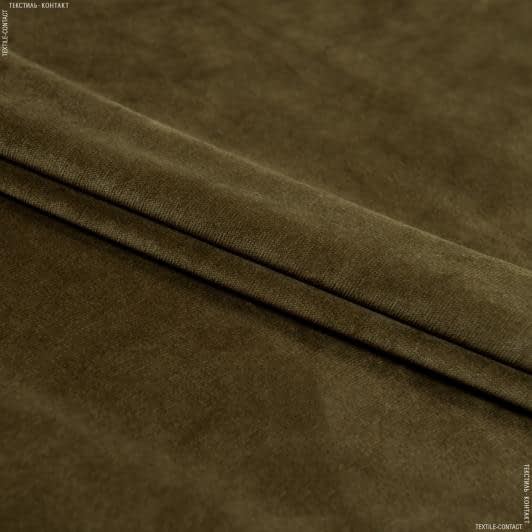 Тканини портьєрні тканини - Декоративний трикотажний велюр вокс/ vox т.зелено-жовтий