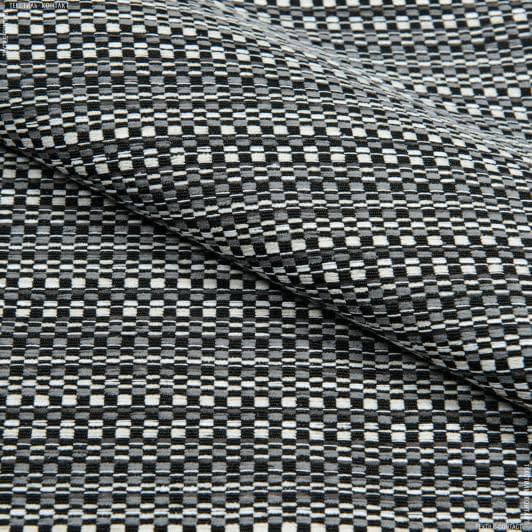 Ткани для мебели - Шенилл рогожка  БЕРНА/BERNA  св.серый,молочный,черный