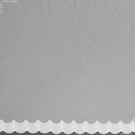 Тканини гардинні тканини - Тюль сітка вишивка Мія колір молочна з фестоном