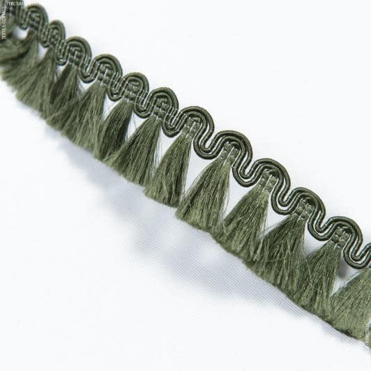 Тканини бахрома - Бахрома пензлик Кіра блиск зелений 30 мм (25м)