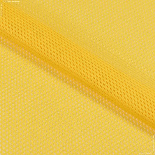 Ткани для футболок - Сетка трикотажная желто-лимонная  ПЯТНА