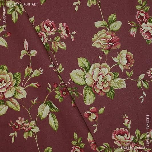 Ткани для штор - Декоративная ткань ЖАКЛИН/ цветочная сифония бордо