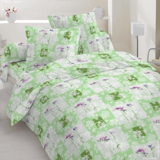 Ткани для постельного белья - Бязь набивная ГОЛД HT зеленая
