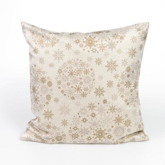 Тканини наволочки на декоративні подушки - Чохол на подушку новорічний жаккард Снежка золото 45х45см (152759)