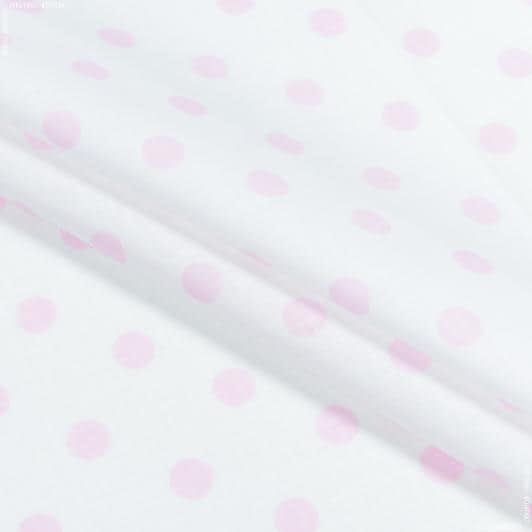 Ткани для детского постельного белья - Бязь набивная горошек розовый