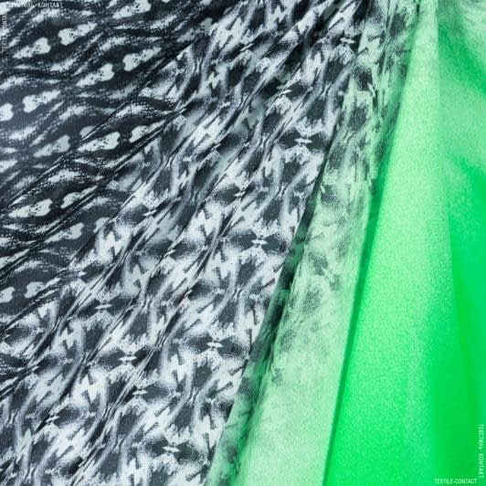 Тканини для суконь - Шифон деграде зелений-сірий