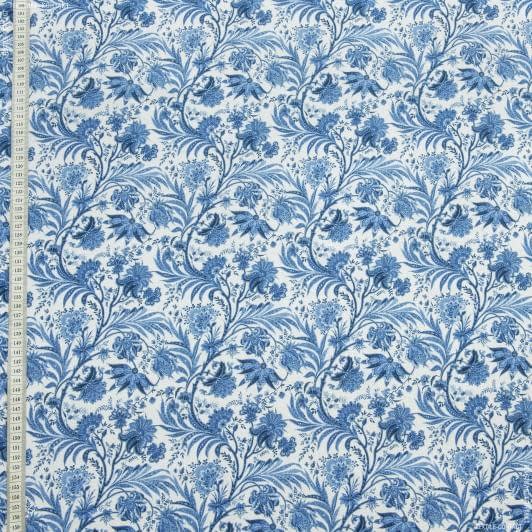 Ткани для детской одежды - Экокоттон азалия синий, фон белый