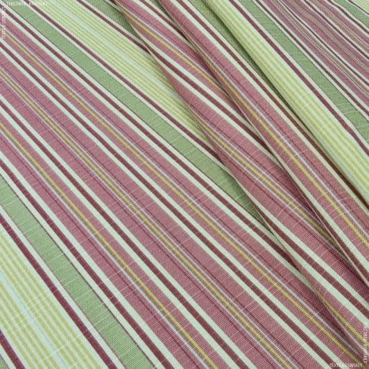 Тканини всі тканини - Декоративна тканина Саймул Ерін смуга св.жовта, терракот, оливка