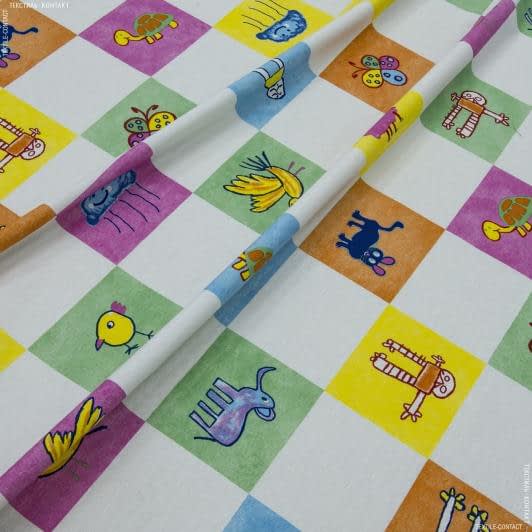 Ткани хлопок смесовой - Декоративная ткань лонета Крайон /KRAYON детские картинки