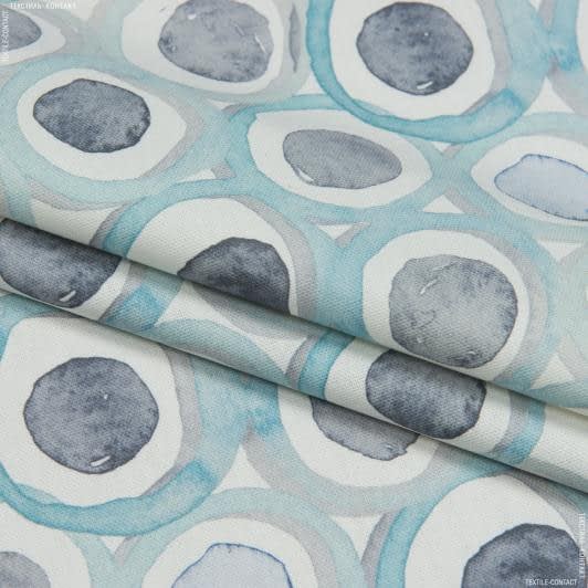 Тканини портьєрні тканини - Декоративна тканина Cамарканда Океан кружечки бірюза