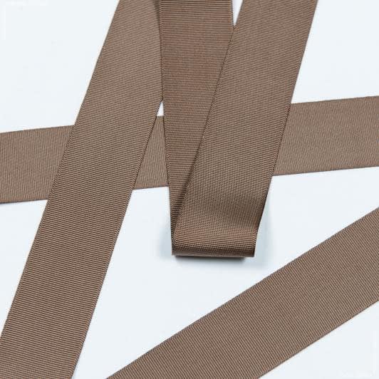 Ткани для украшения и упаковки подарков - Репсовая лента Грогрен /GROGREN коричневая 41 мм