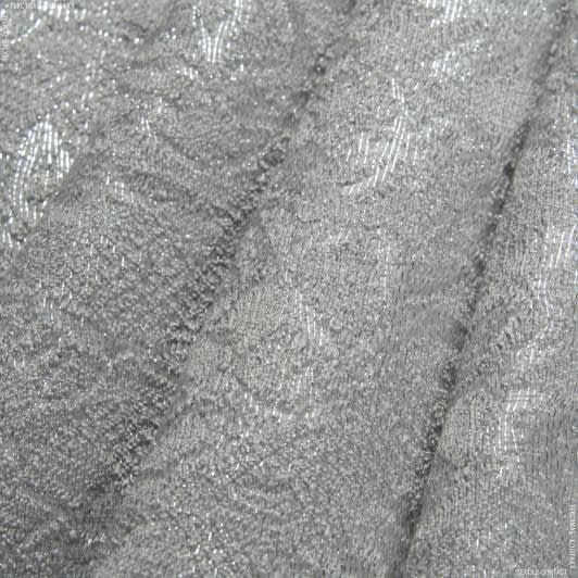 Ткани трикотаж - Костюмный жаккард с люрексом серый