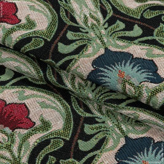 Ткани для декоративных подушек - Декоративная ткань   лаутрес цветы фон черный