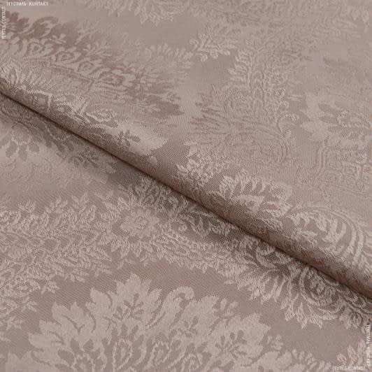 Ткани портьерные ткани - Портьерная ткань Муту /MUTY-98 вензель  цвет капучино розовый