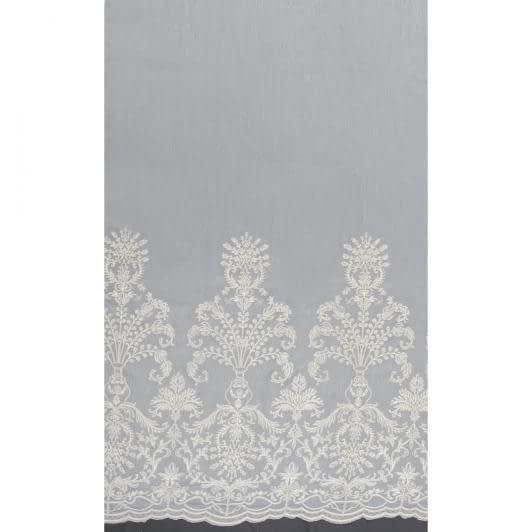 Тканини гардинні тканини - Тюль мікросітка вишивка Романс колір молочний беж з фестоном