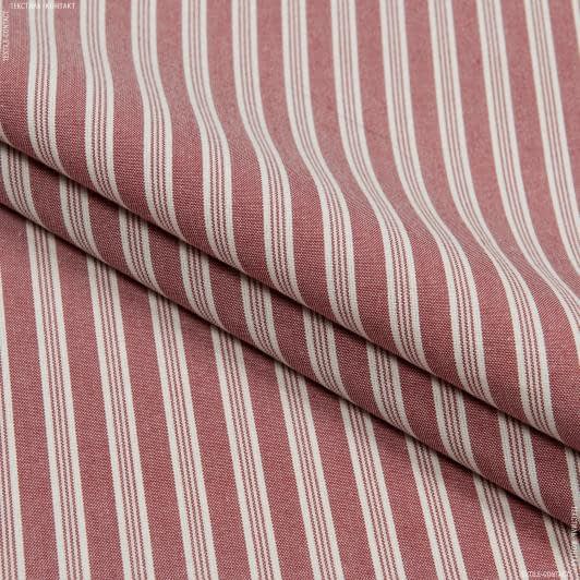 Ткани портьерные ткани - Декоративная ткань Рустикана полоса цвет вишня