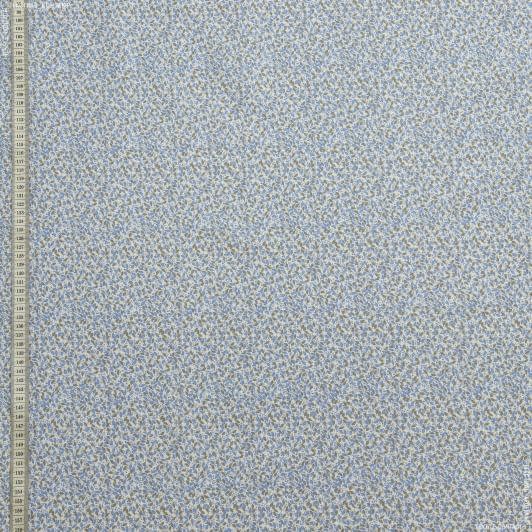Ткани для декоративных подушек - Экокоттон листья мелкие,голубой