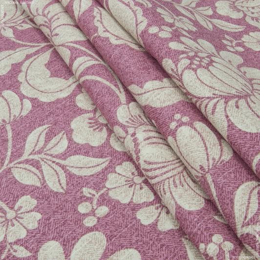 Тканини портьєрні тканини - Декоративна тканина Саймул Бакстон квіти великі фон темно фрезовий