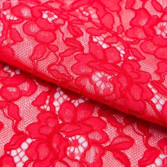 Тканини для одягу - Гіпюр з фестоном жгутик червоний