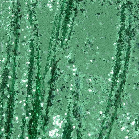 Тканини для блузок - Сітка паєтки зелена