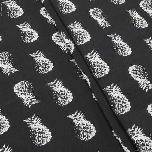 Ткани портьерные ткани - Жаккард Атека ананасы черный, молочный