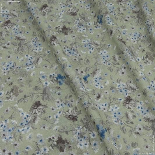 Ткани портьерные ткани - Декоративная ткань лонета Квиралт цветы мелкие синий