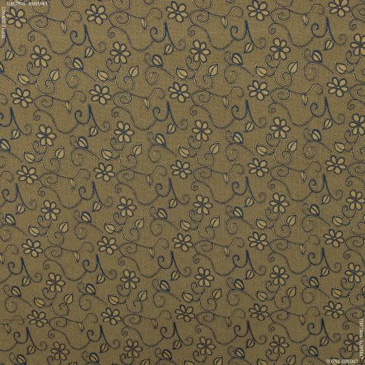 Ткани для декоративных подушек - Декор-гобелен цветочная вязь старое золото,синий