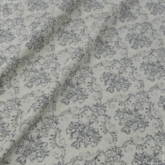 Ткани для скрапбукинга - Декоративная ткань лонета Танит вензель т.серый