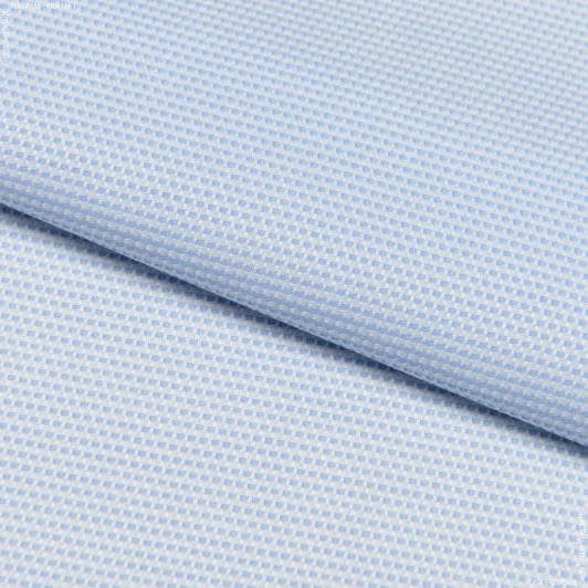Тканини для блузок - Сорочкова котон рогожка  біло-блакитна