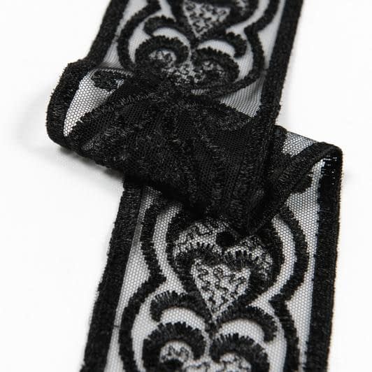 Тканини для рукоділля - Декоративне мереживо Аврора колір чорний 6.5 см