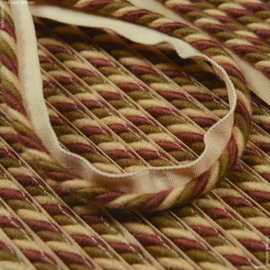 Ткани шнур декоративный - Шнур окантовочный тонкий матовый бордо, беж d =5мм