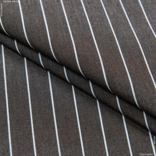 Ткани портьерные ткани - Дралон полоса /NILO коричневая